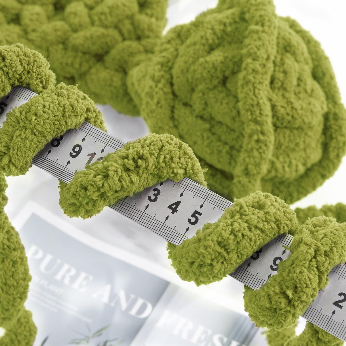 HOMBYS Olive Green Chunky Chenille Yarn, 8 Skeins, 27 yd / 8 oz Each