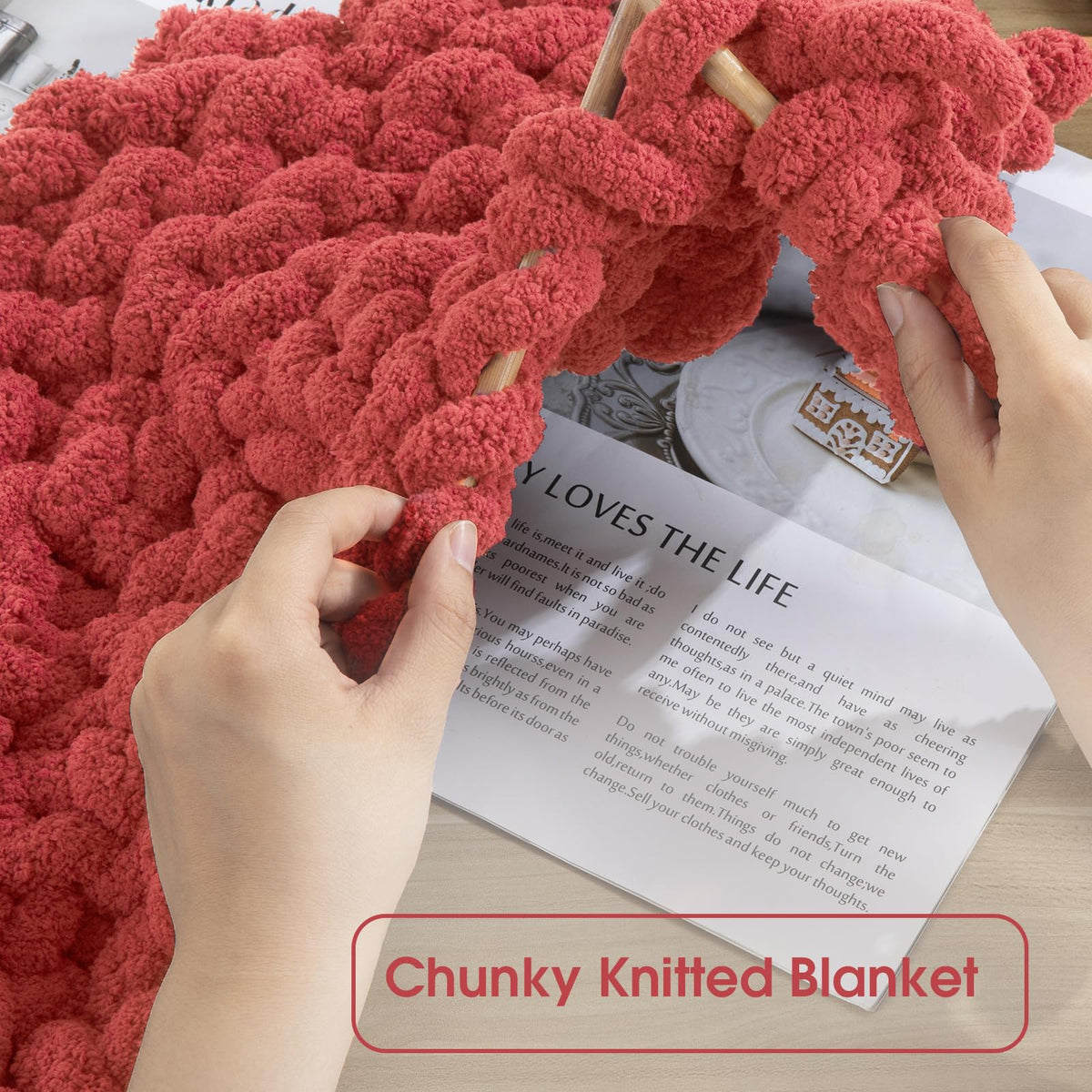 HOMBYS red Chunky Chenille Yarn, 8 Skeins, 27 yd / 8 oz Each