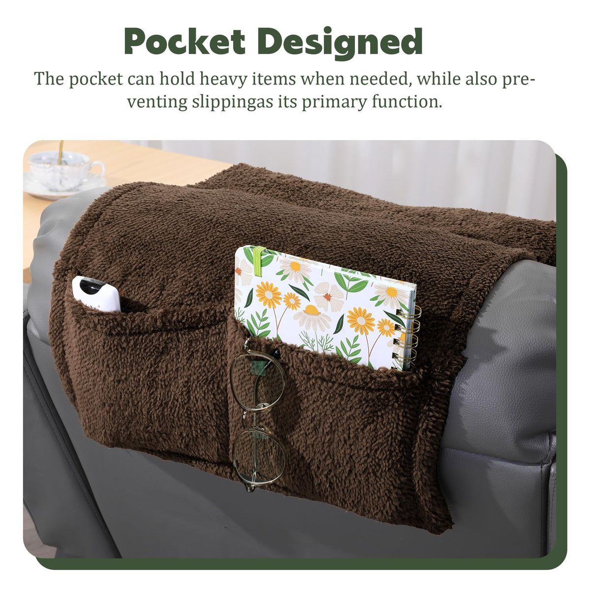 HOMBYS Recliner Head Pillow – Soft Sherpa Neck Support Cushion with Pocket