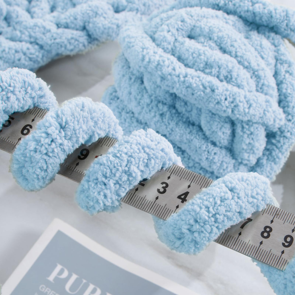HOMBYS Sky blue Chunky Chenille Yarn, 8 Skeins, 27 yd / 8 oz Each