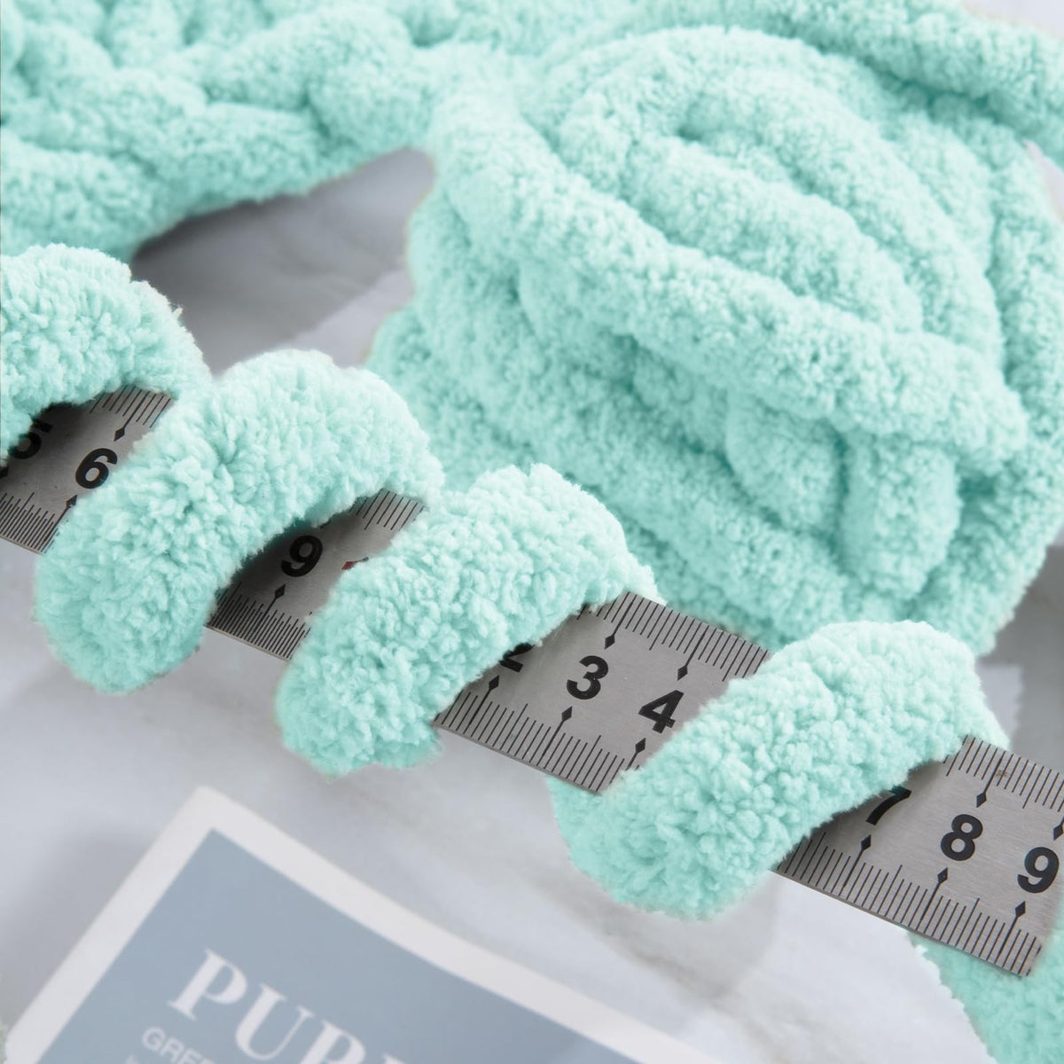 HOMBYS Light Blue Chunky Chenille Yarn, 8 Skeins, 27 yd / 8 oz Each