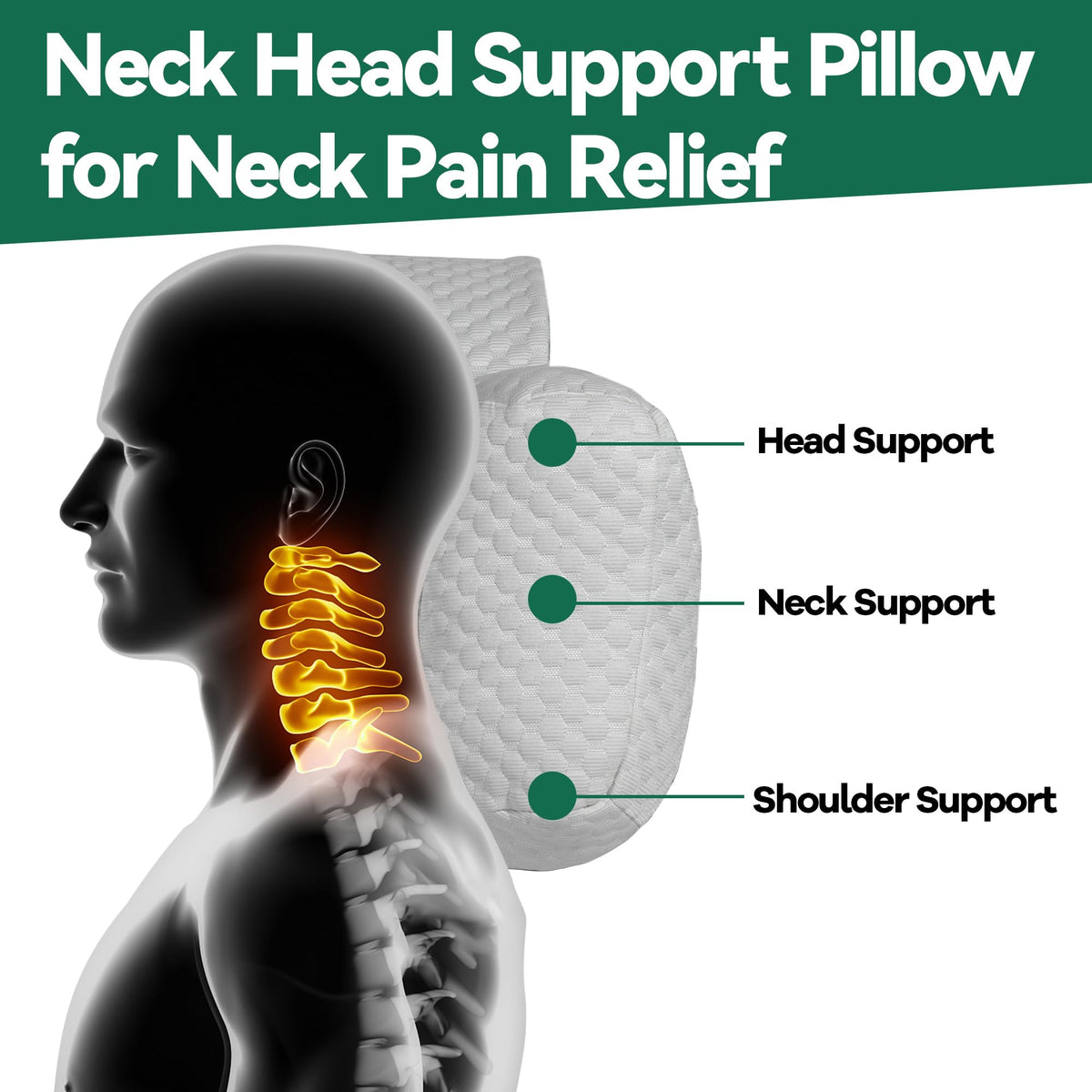 HOMBYS Neck Pillow for Recliners – Cervical Support Headrest Cushion with Pocket