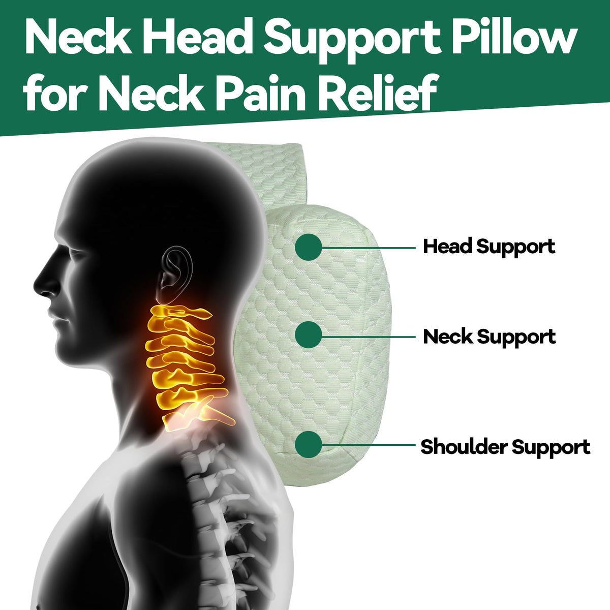 HOMBYS Neck Pillow for Recliners – Cervical Support Headrest Cushion with Pocket