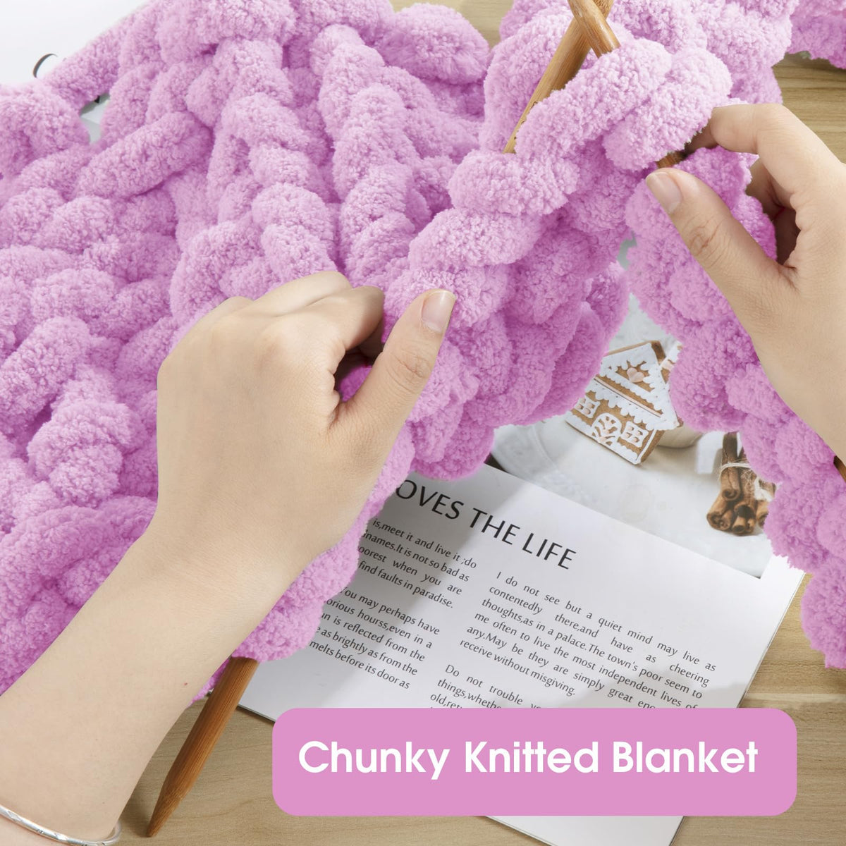 HOMBYS Light Purple Chunky Chenille Yarn, 8 Skeins, 27 yd / 8 oz Each