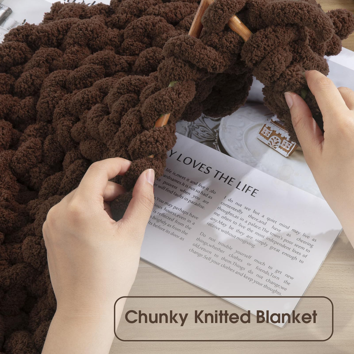 HOMBYS Dark Coffee Chunky Chenille Yarn, 8 Skeins, 27 yd / 8 oz Each