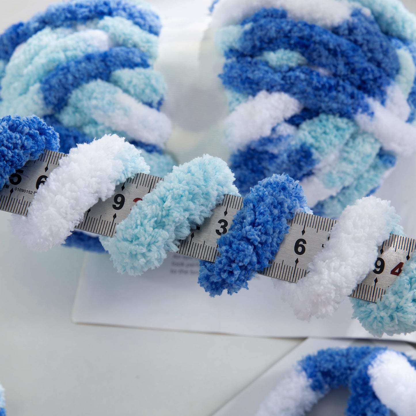 HOMBYS Blue,Sky Blue,White Variegated Chunky Chenille Yarn, 8 Skeins, 26 yd / 7.5 oz Each