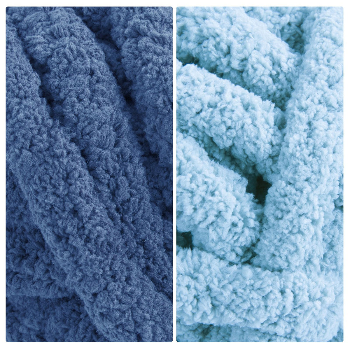 HOMBYS 4 Sky Blue+4 Country Blue Chunky Chenille Yarn, 8 Skeins, 27 yd / 8 oz Each