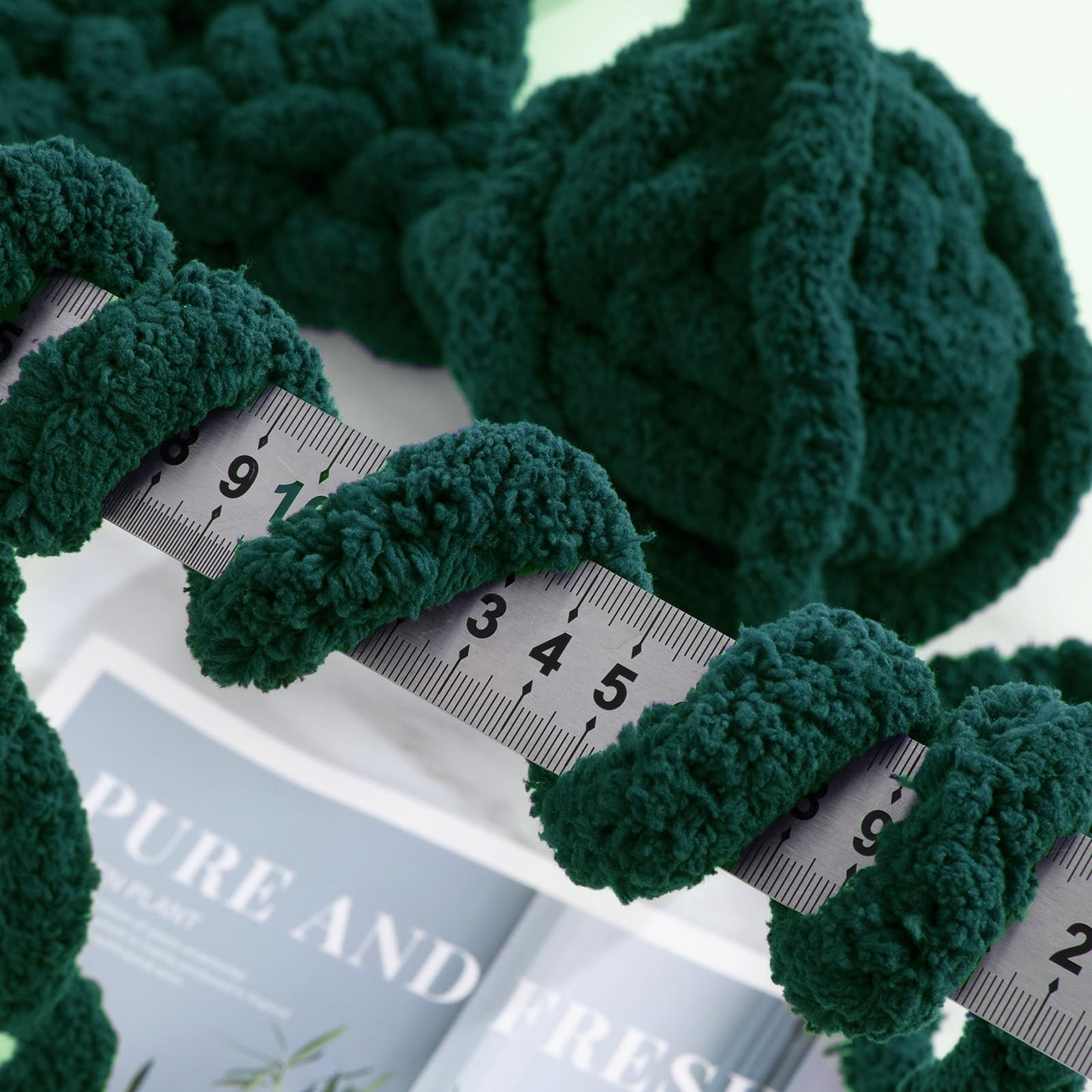 HOMBYS Dark Green Chunky Chenille Yarn, 8 Skeins, 27 yd / 8 oz Each
