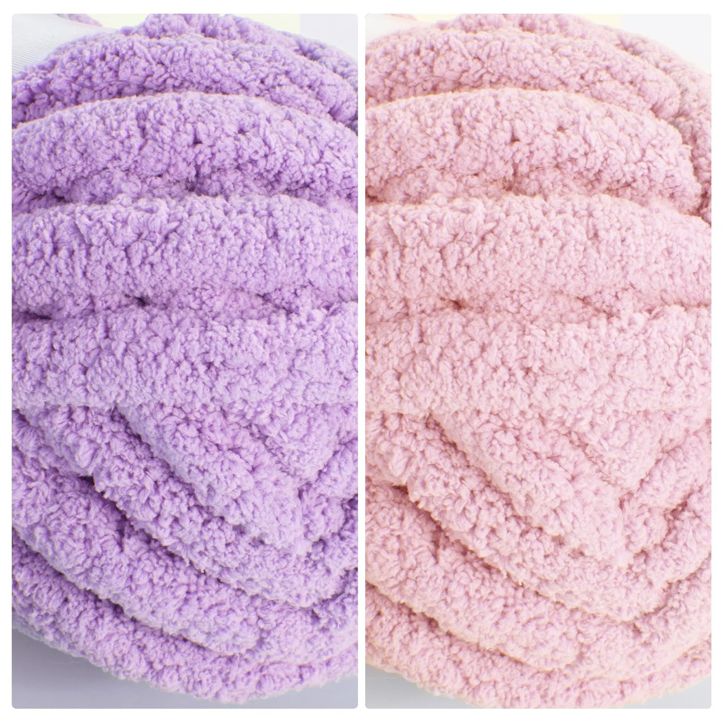 HOMBYS 4 Pink+4Purple Chunky Chenille Yarn, 8 Skeins, 27 yd / 8 oz Each