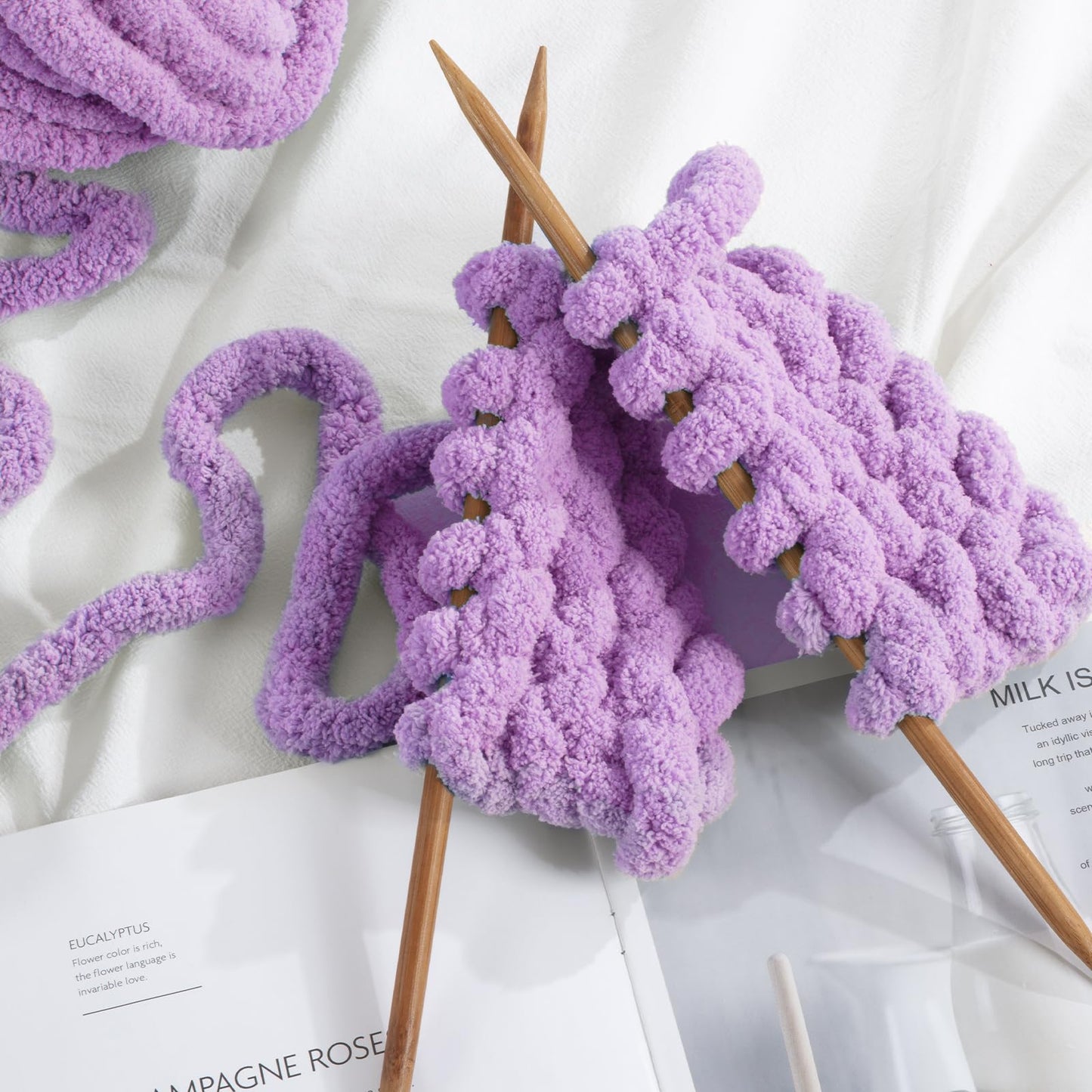 HOMBYS purple Chunky Chenille Yarn, 8 Skeins, 27 yd / 8 oz Each