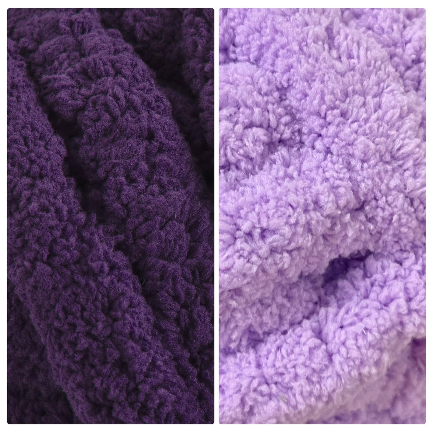 HOMBYS Purple & Dark Purple Chunky Chenille Yarn, 8 Skeins, 27 yd / 8 oz Each