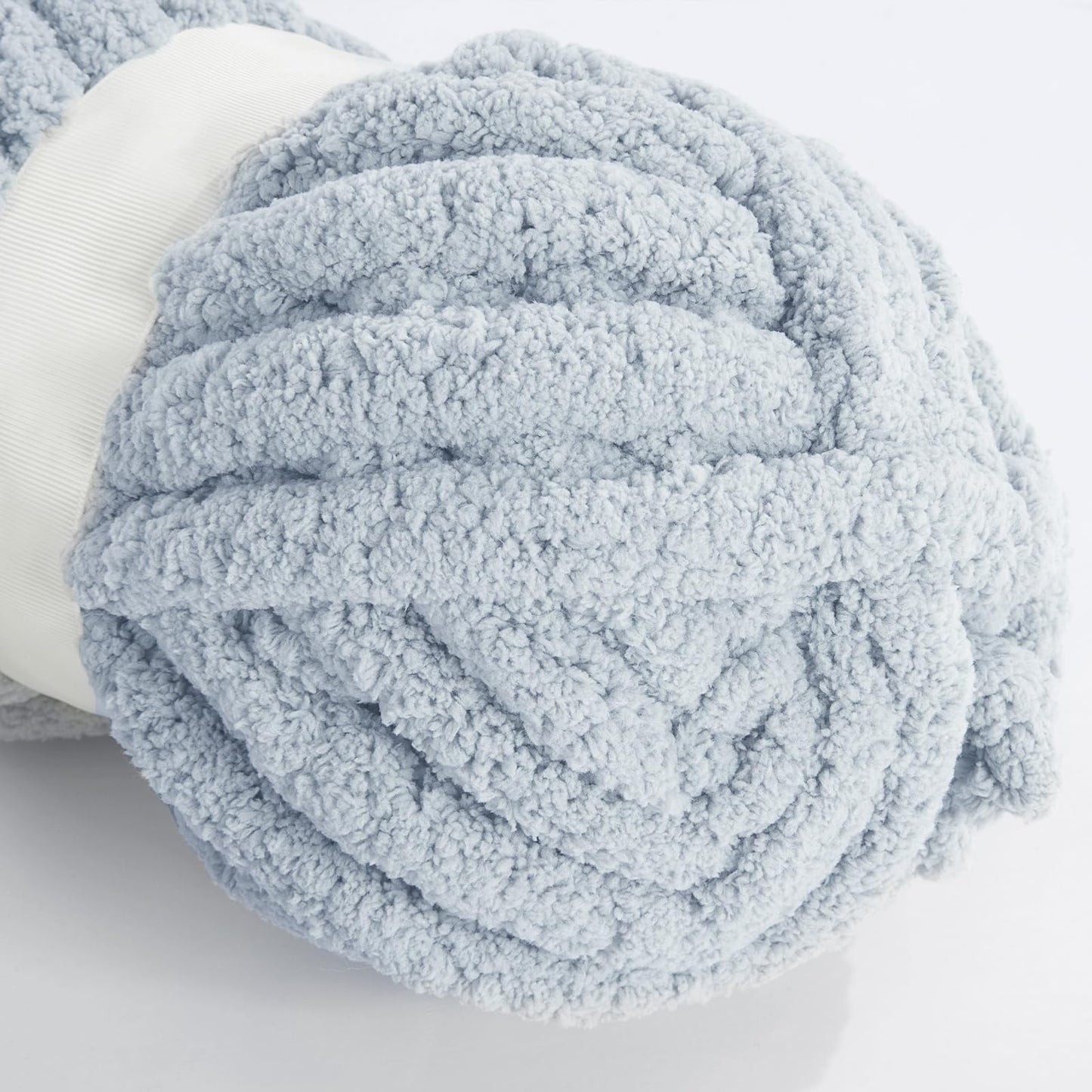 HOMBYS Rice Grey Chunky Chenille Yarn, 8 Skeins, 27 yd / 8 oz Each