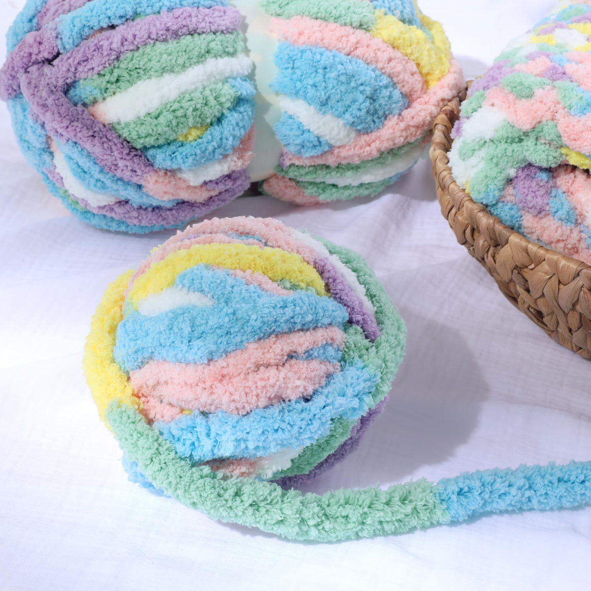 HOMBYS RainBow Variegated Chunky Chenille Yarn, 8 Skeins, 26 yd / 7.5 oz Each