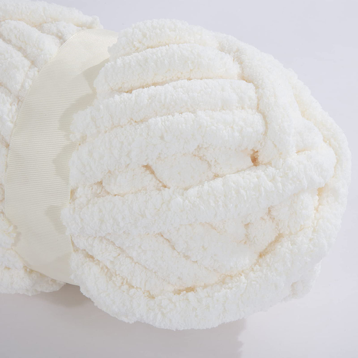 HOMBYS Cream Chunky Chenille Yarn, 8 Skeins, 27 yd / 8 oz Each