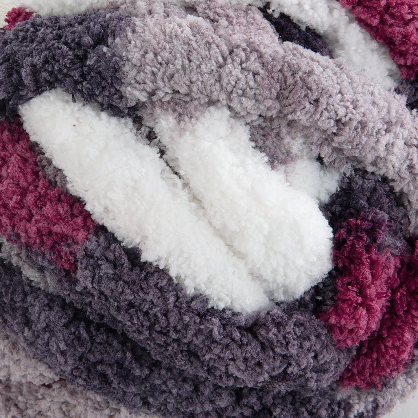 HOMBYS Wine Red,Grey,White Variegated Chunky Chenille Yarn, 8 Skeins, 26 yd / 7.5 oz Each