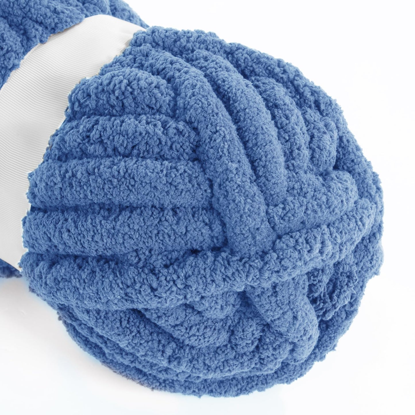 HOMBYS Country Blue Chunky Chenille Yarn, 8 Skeins, 27 yd / 8 oz Each
