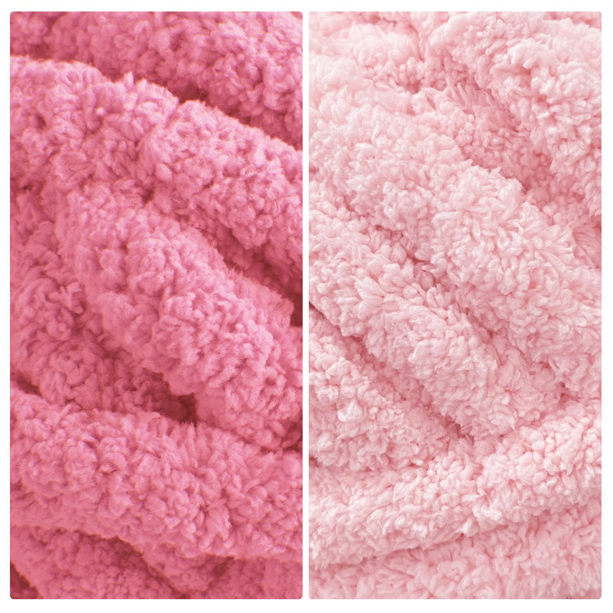 HOMBYS 4 Pink+4 Rose Red Chunky Chenille Yarn, 8 Skeins, 27 yd / 8 oz Each