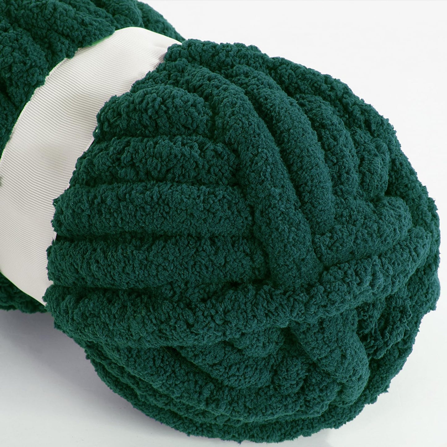 HOMBYS Dark Green Chunky Chenille Yarn, 8 Skeins, 27 yd / 8 oz Each