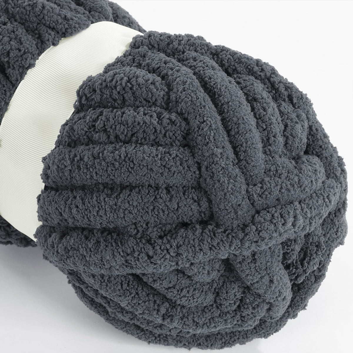 HOMBYS Charcoal Grey Chunky Chenille Yarn, 8 Skeins, 27 yd / 8 oz Each