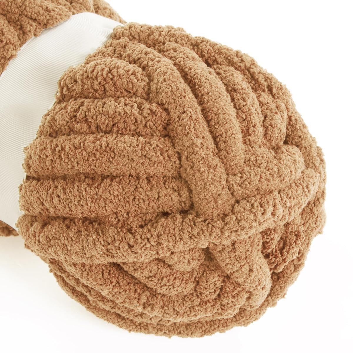 HOMBYS Light Coffee Chunky Chenille Yarn, 8 Skeins, 27 yd / 8 oz Each