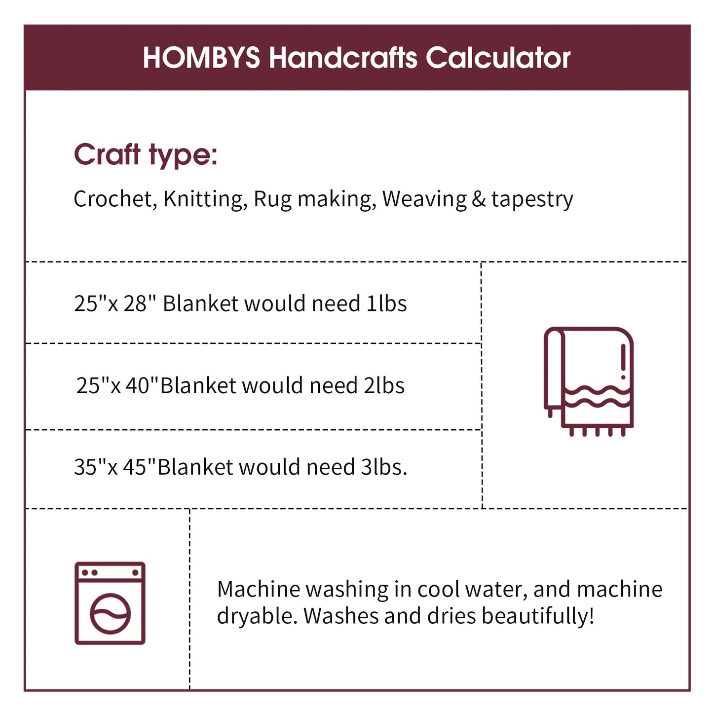 HOMBYS 4Cream+4 Wine Red Chunky Chenille Yarn, 8 Skeins, 27 yd / 8 oz Each