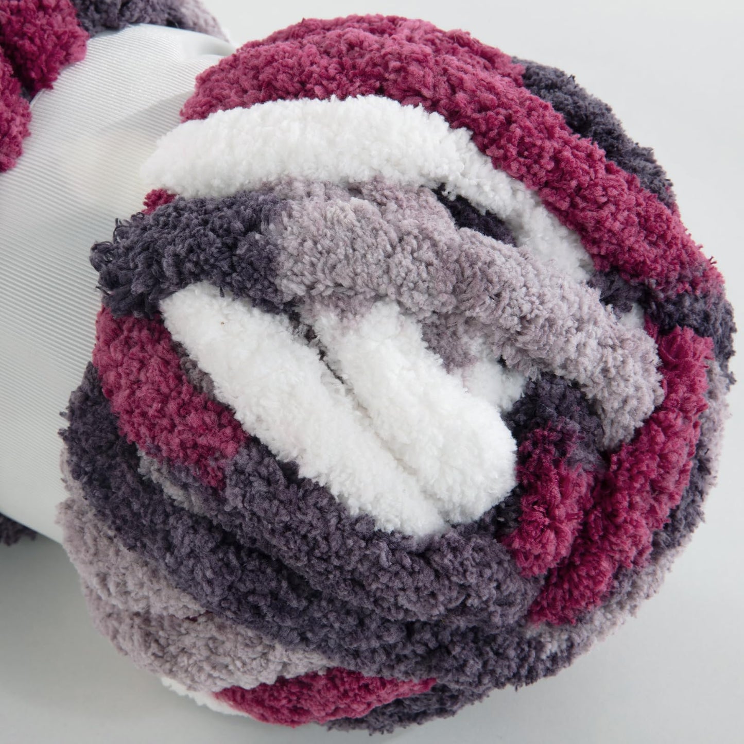 HOMBYS Wine Red,Grey,White Variegated Chunky Chenille Yarn, 8 Skeins, 26 yd / 7.5 oz Each