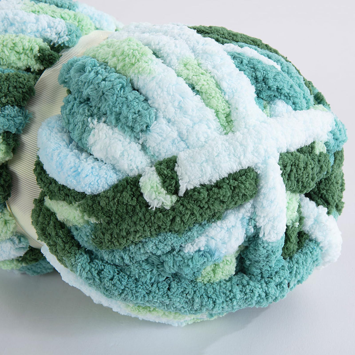 HOMBYS Mint,Teal,Green Variegated Chunky Chenille Yarn, 8 Skeins, 26 yd / 7.5 oz Each