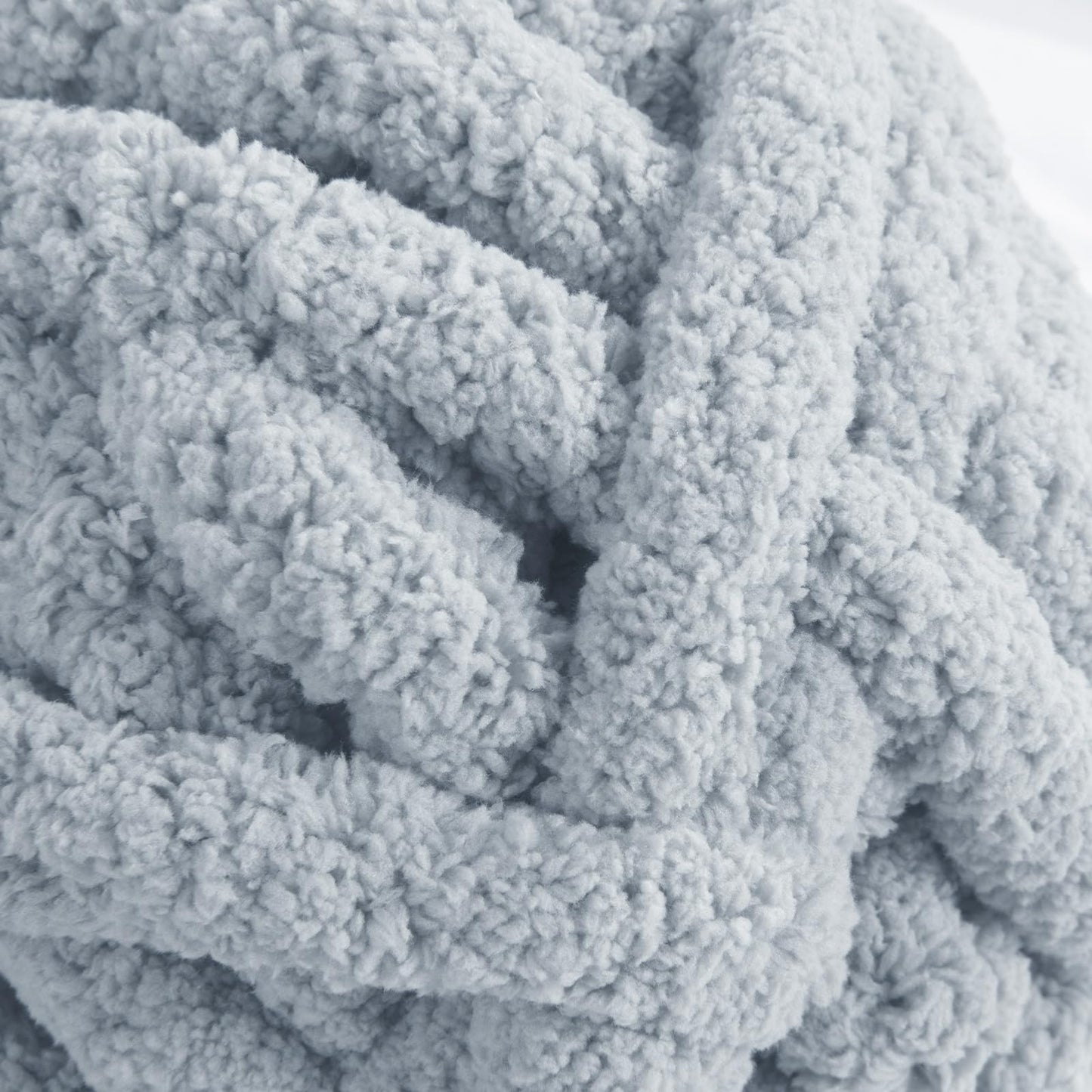 HOMBYS Rice Grey Chunky Chenille Yarn, 8 Skeins, 27 yd / 8 oz Each