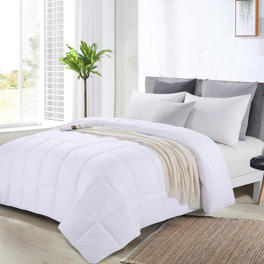 HOMBYS Oversized King Comforter 120x120 Lightweight Down Alternative Comforter for All Season,White Quilted Duvet Insert with 8 Corner Tabs Microfiber Comforter
