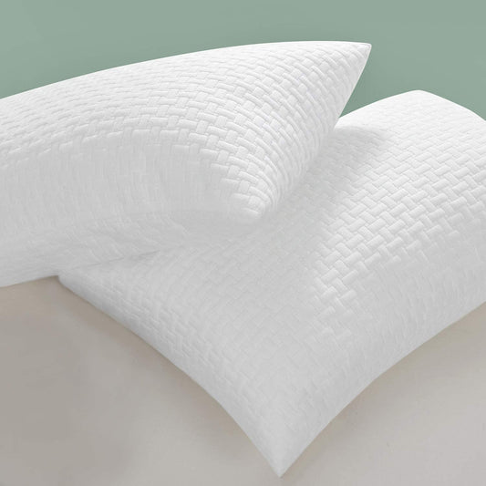 HOMBYS Extra Firm Bed Pillows for Sleeping, Shredded Memory Foam Pillows Set of 2, Adjustable Bamboo Cooling Pillow for Side, Back, Stomach Sleepers 