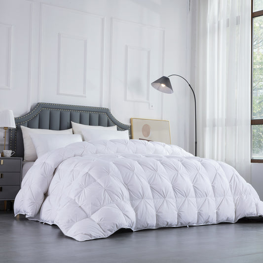 HOMBYS Oversized King Feather and Down Comforter, Pinch Pleat California King Duvet Insert