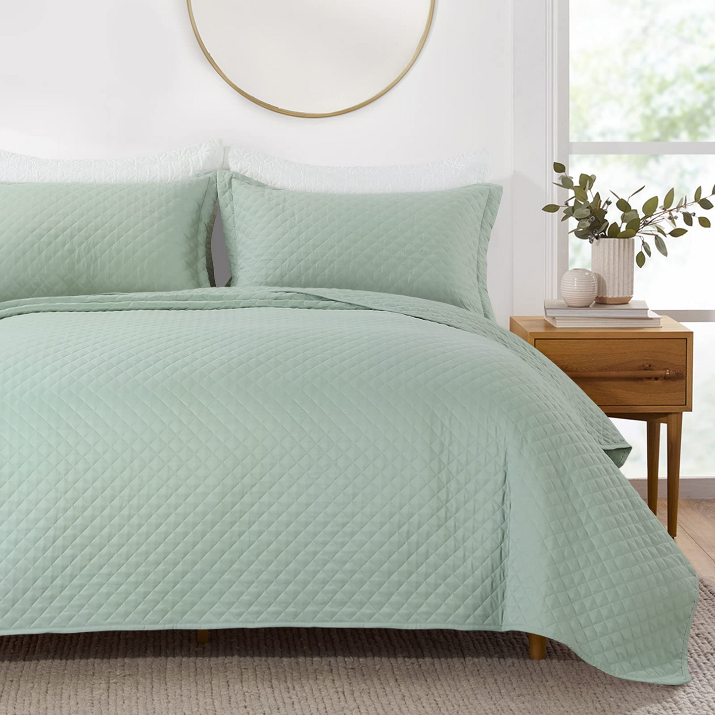HOMBYS 3 Piece Oversized King Quilt Set Bedspread Reversible Lightweight Coverlet