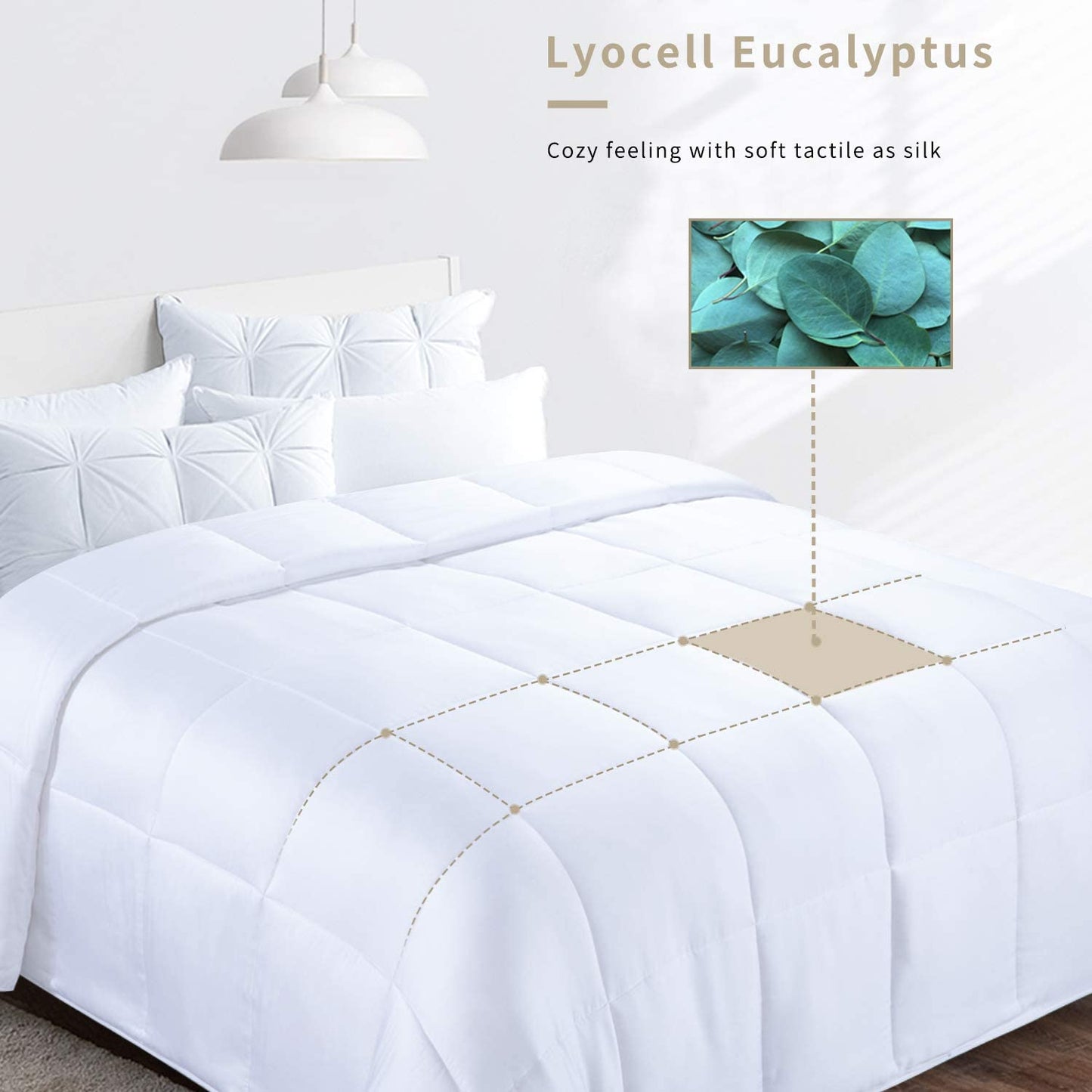 HOMBYS Lightweight Cooling Eucalyptus, Viscose Made from Bamboo Fill Tencel Comforter, 100% Lyocell Shell, Silky Summer Comforter Duvet Insert ,for Night Sweats Hot Sleepers