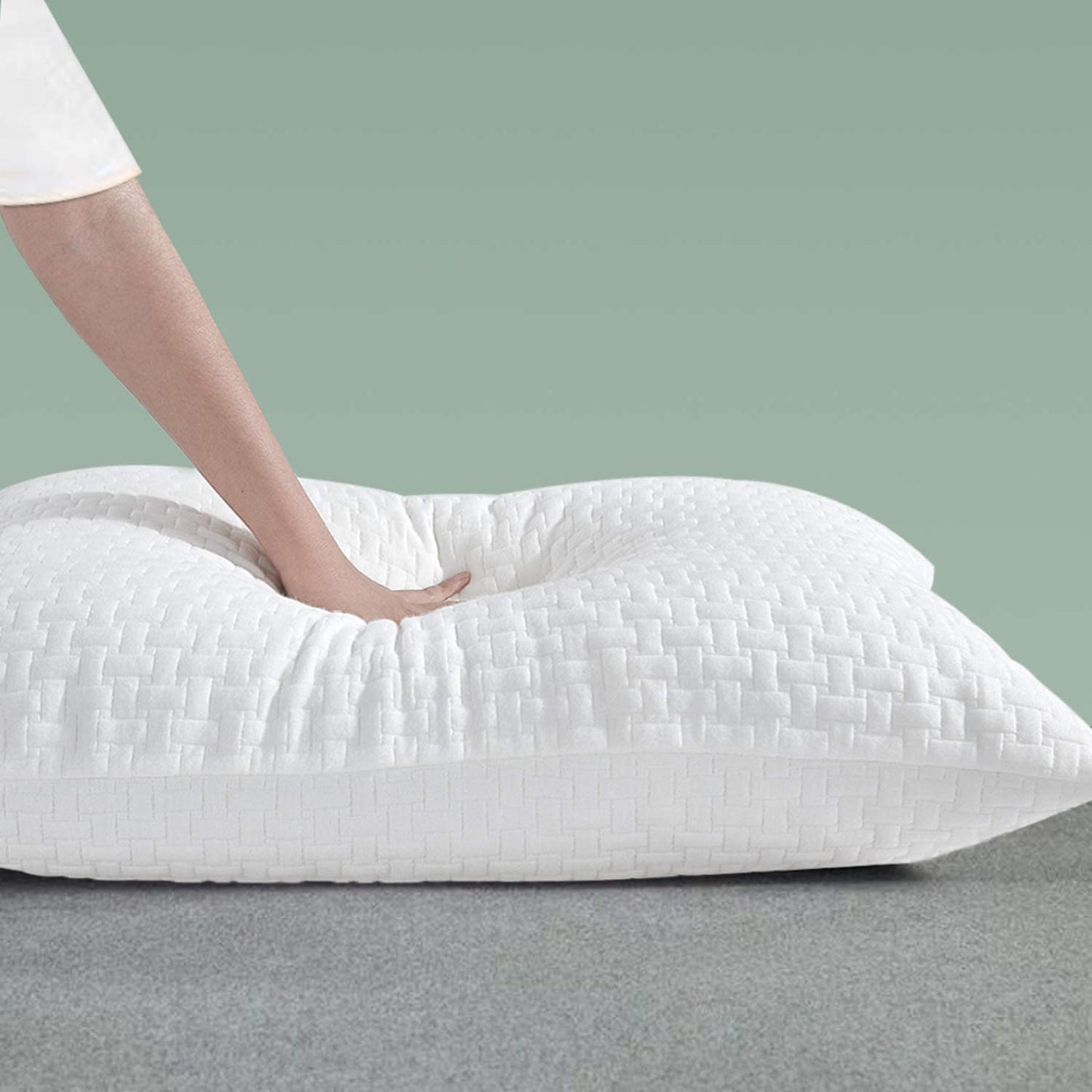 HOMBYS Extra Firm Bed Pillows for Sleeping, Shredded Memory Foam Pillows Set of 2, Adjustable Bamboo Cooling Pillow for Side, Back, Stomach Sleepers 