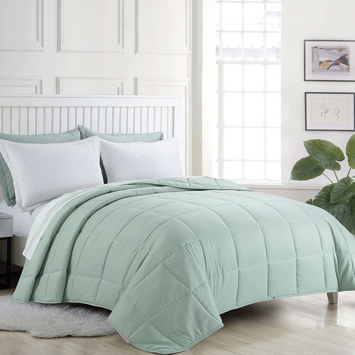 HOMBYS Oversized King Comforter 120x120 Lightweight Down Alternative Comforter for All Season,White Quilted Duvet Insert with 8 Corner Tabs Microfiber Comforter